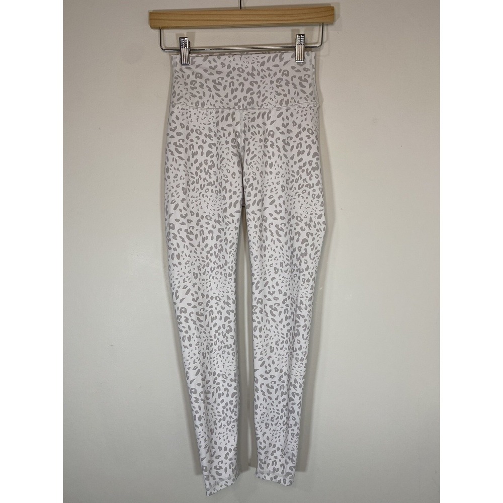 Allfenix Womens High Rise Leopard Print Leggings White Grey‎ XS Activewear Yoga
